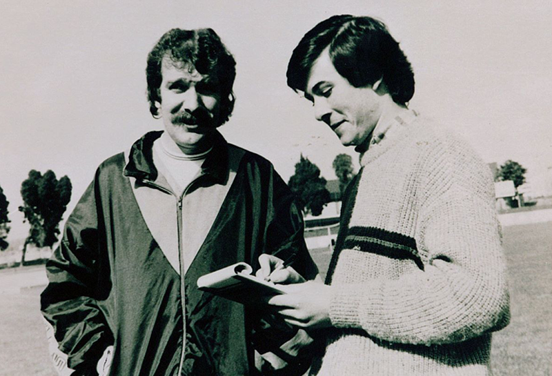 Entrevistando o treinador de futebol José Rachão, que iniciava a carreira no FC Famalicão (1985)